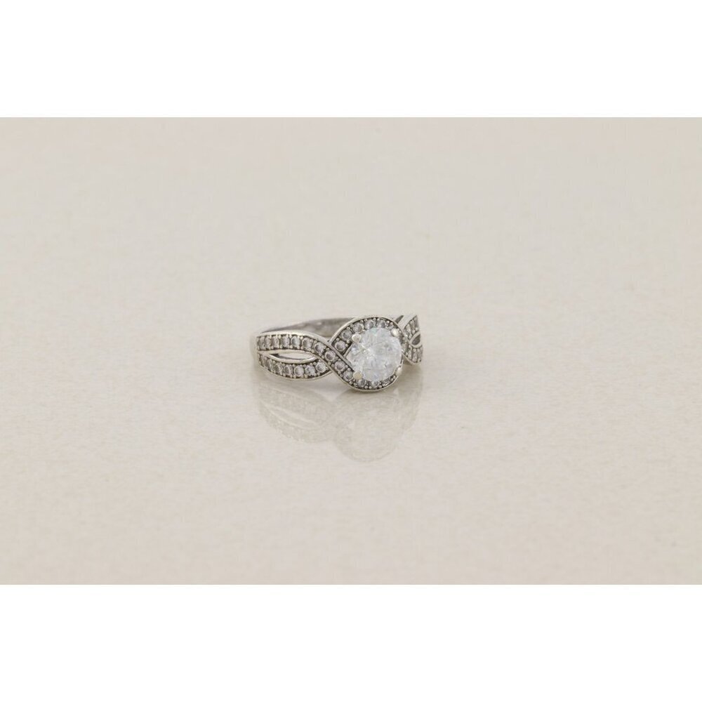 Sterling Silver Cubic Zirconia Crossover Band Ring Size 6 1/2 - Picture 3 of 7
